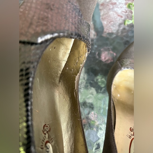 Poetic licence | brown suede wedge heels with golden snakeskin details | sz 6.5 - Picture 10 of 12